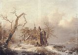 Figures in a Winter Landscape by Frederik Marianus Kruseman